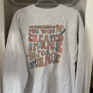 Gray Graphic Sweatshirt with Colorful Text